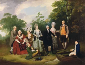 Las familias Oliver y Ward en un jardín, c.1788